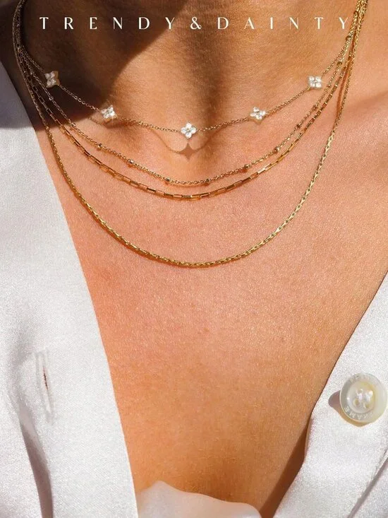 Dainty Silver Gold Necklaces for Women Trendy Non Tarnish 14K Gold Plated Cubic - Picture 3 of 9